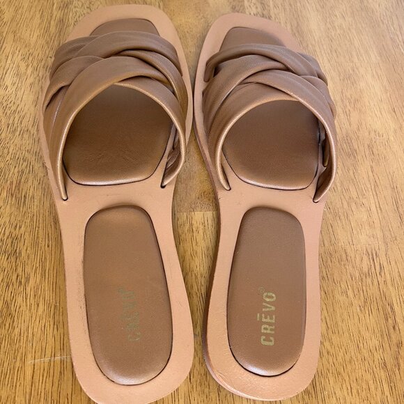 Crevo Women Busy Slide Sandals Size 8 Brown Leather Strappy - Picture 3 of 6